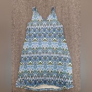 Athleta Santorini Printed Swing Dress 3.0 Grey Blue Size XL